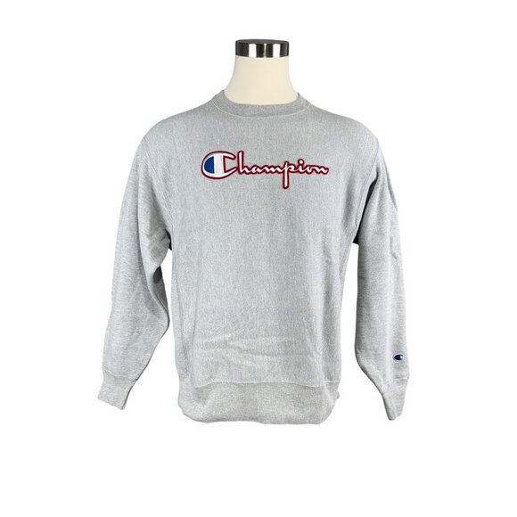 Champion Reverse Weave Crewneck Sweatshirt Large Gray Cotton - Picture 1 of 9